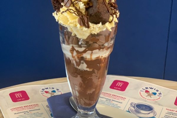 Brownie Sundae served daily at Lewis's Ice Cream & Coffee Shop Morecambe