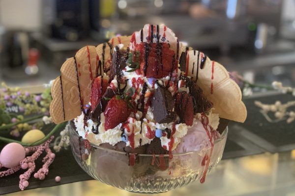 Everest Sundae served daily at Lewis's Ice Cream & Coffee Shop near Lancaster