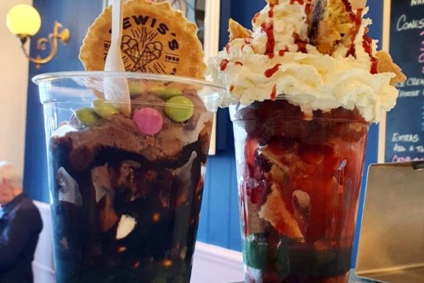 Desserts available at Lewis's Ice Cream Cafe of Morecambe