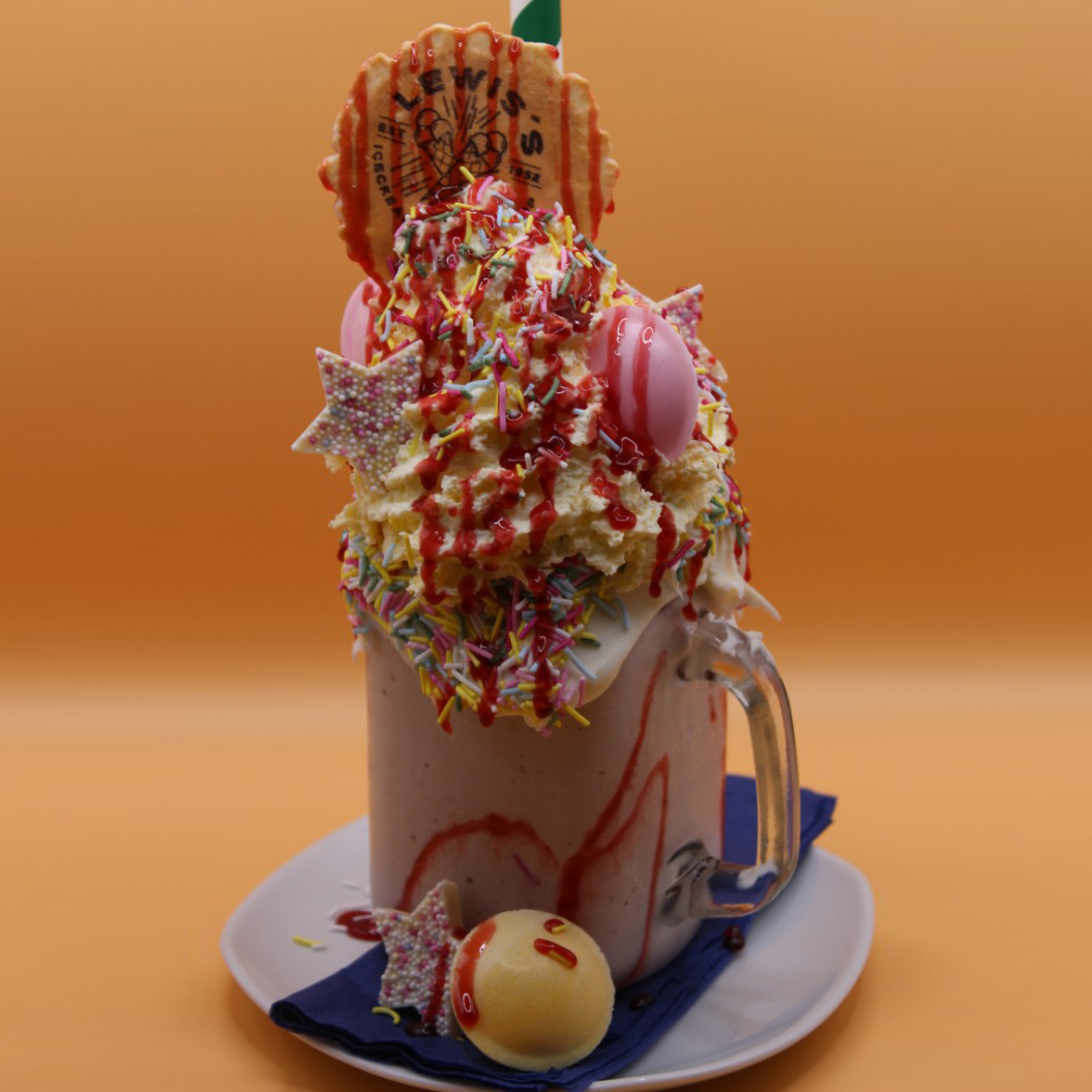 Delicious freakshakes served at Lewis's Ice Cream & Coffee Shop